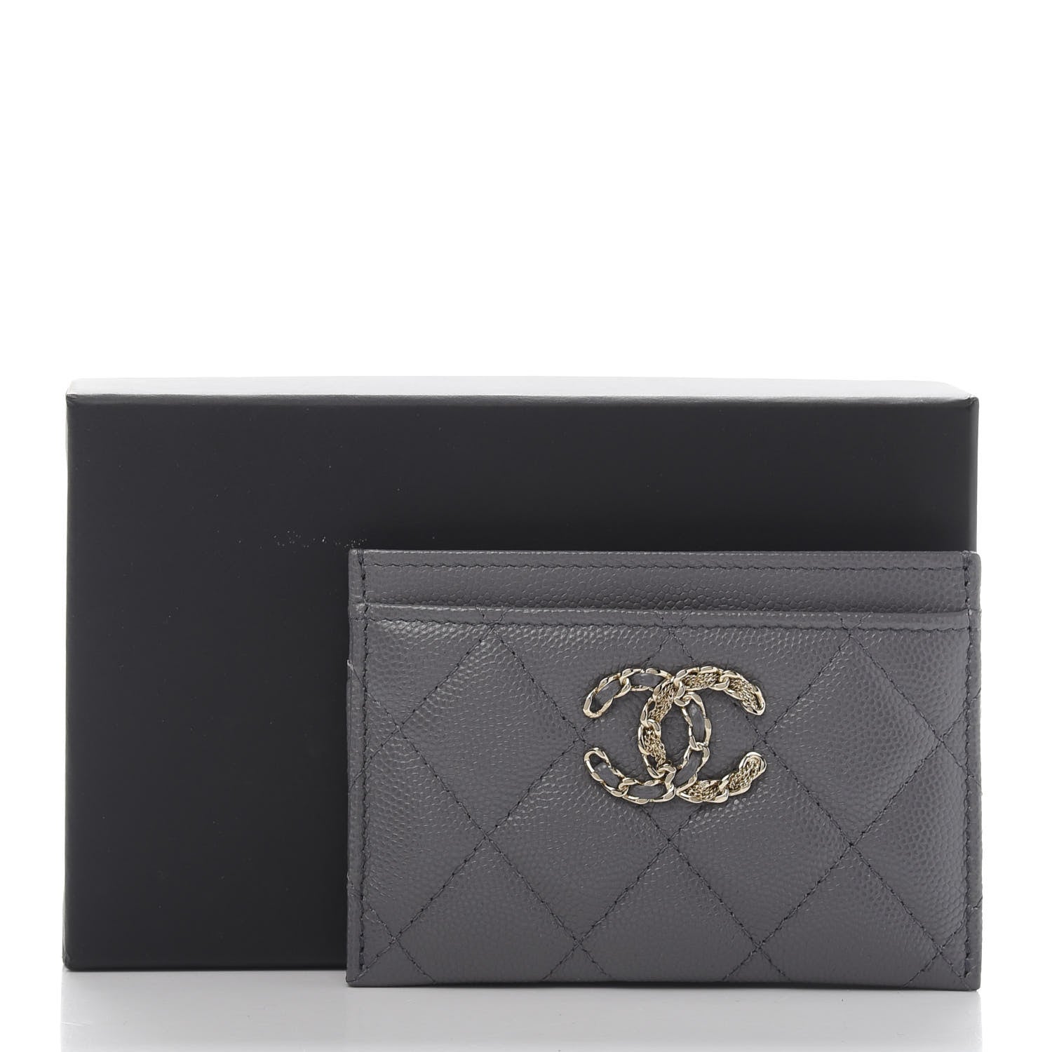Chanel Caviar Quilted French New Wave Card Holder Grey 11 of 11
