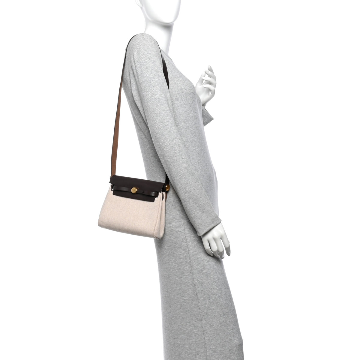 Hermes Military Toile Vache Hunter Herbag Zip Retourne 20  Ecru Beige Ebene 2 of 10