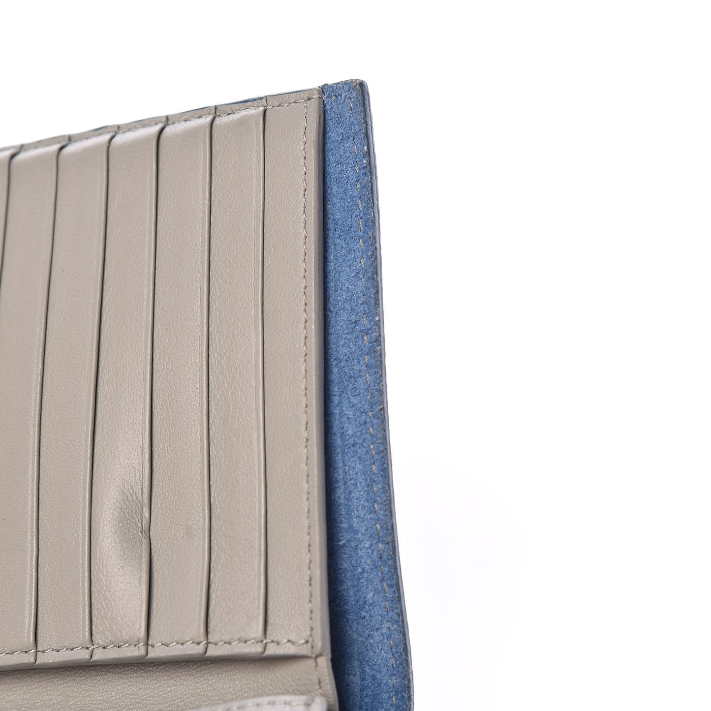Grained Calfskin Medium Multifunction Strap Wallet Denim