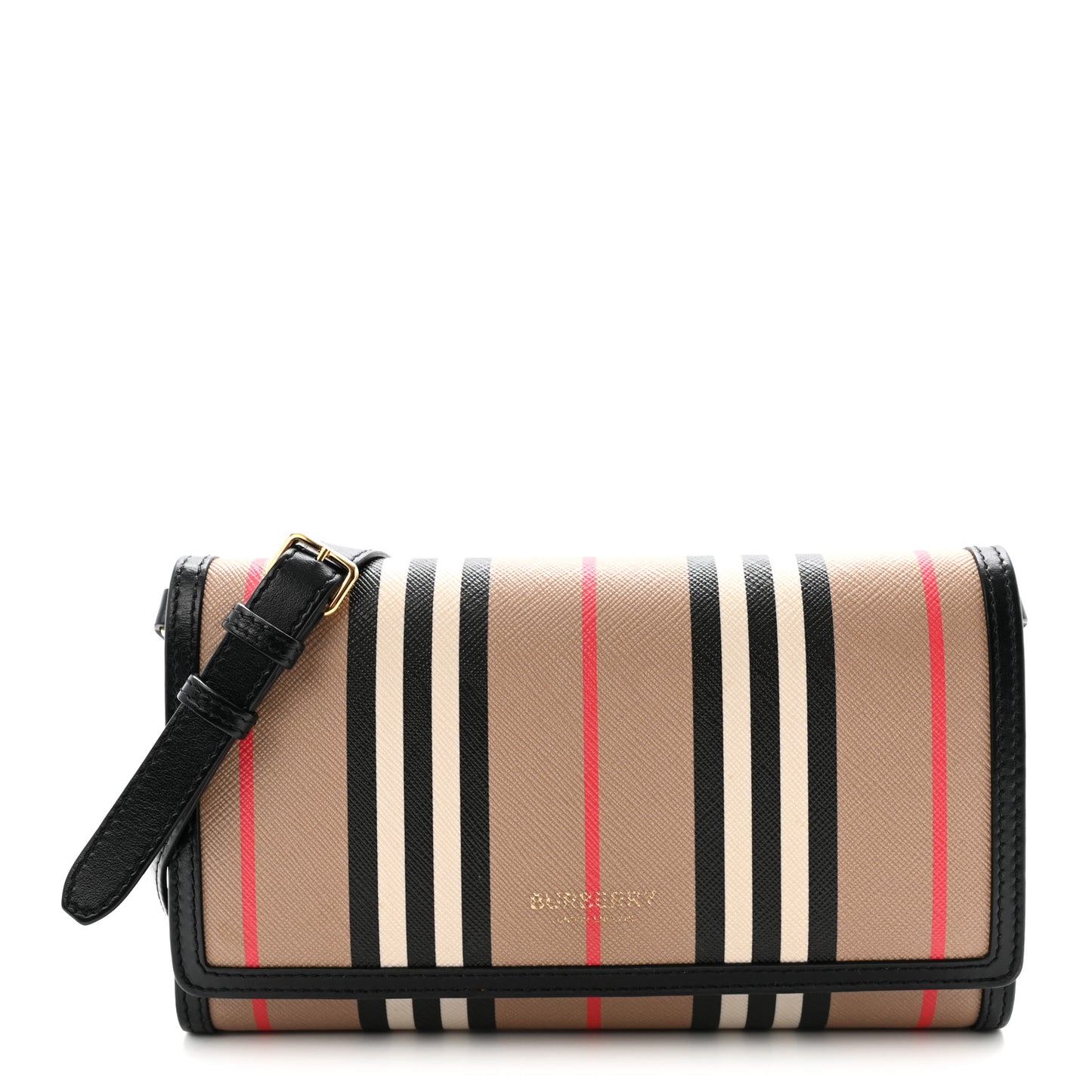 E-Canvas Icon Stripe Hannah Wallet With Detachable Strap Archive Beige