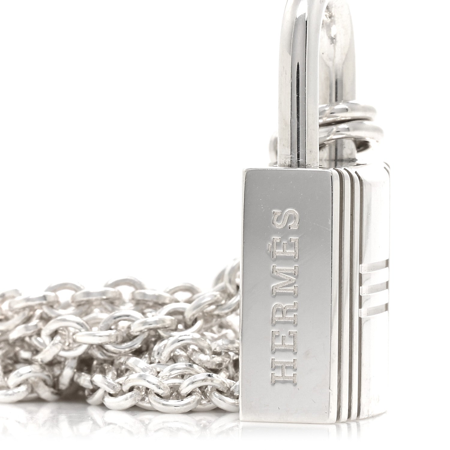 Hermes Sterling Silver Amulette Cadenas Kelly Pendant Necklace 4 of 5