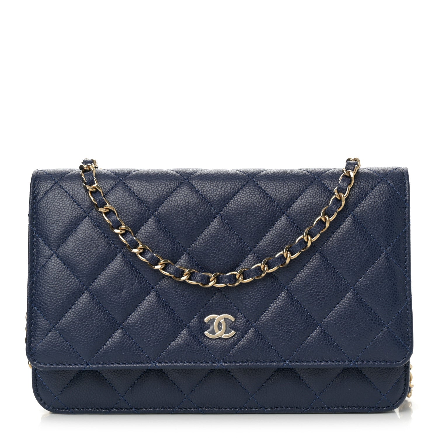 Chanel Caviar Quilted Wallet on Chain WOC Navy Blue 1 of 13