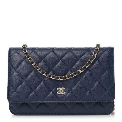 Chanel Caviar Quilted Wallet on Chain WOC Navy Blue 1 of 13