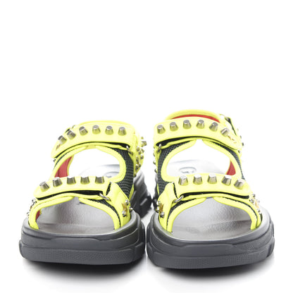 Gucci Technical Canvas Calfskin Studded Mens Aguru Sandals 8 Neon Yellow 5 of 11