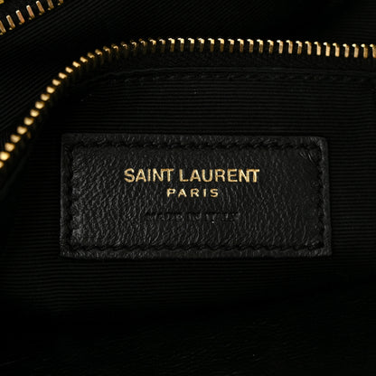 Saint Laurent Crinkled Calfskin Matelasse Monogram Medium Niki Chain Satchel  Black Ocra 6 of 10