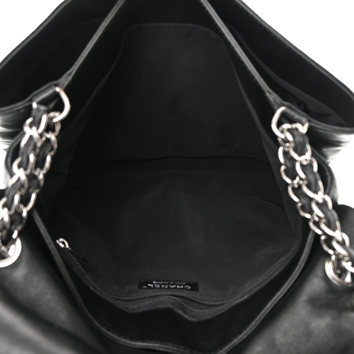 Calfskin Quilted Large Trianon Messenger Flap Black