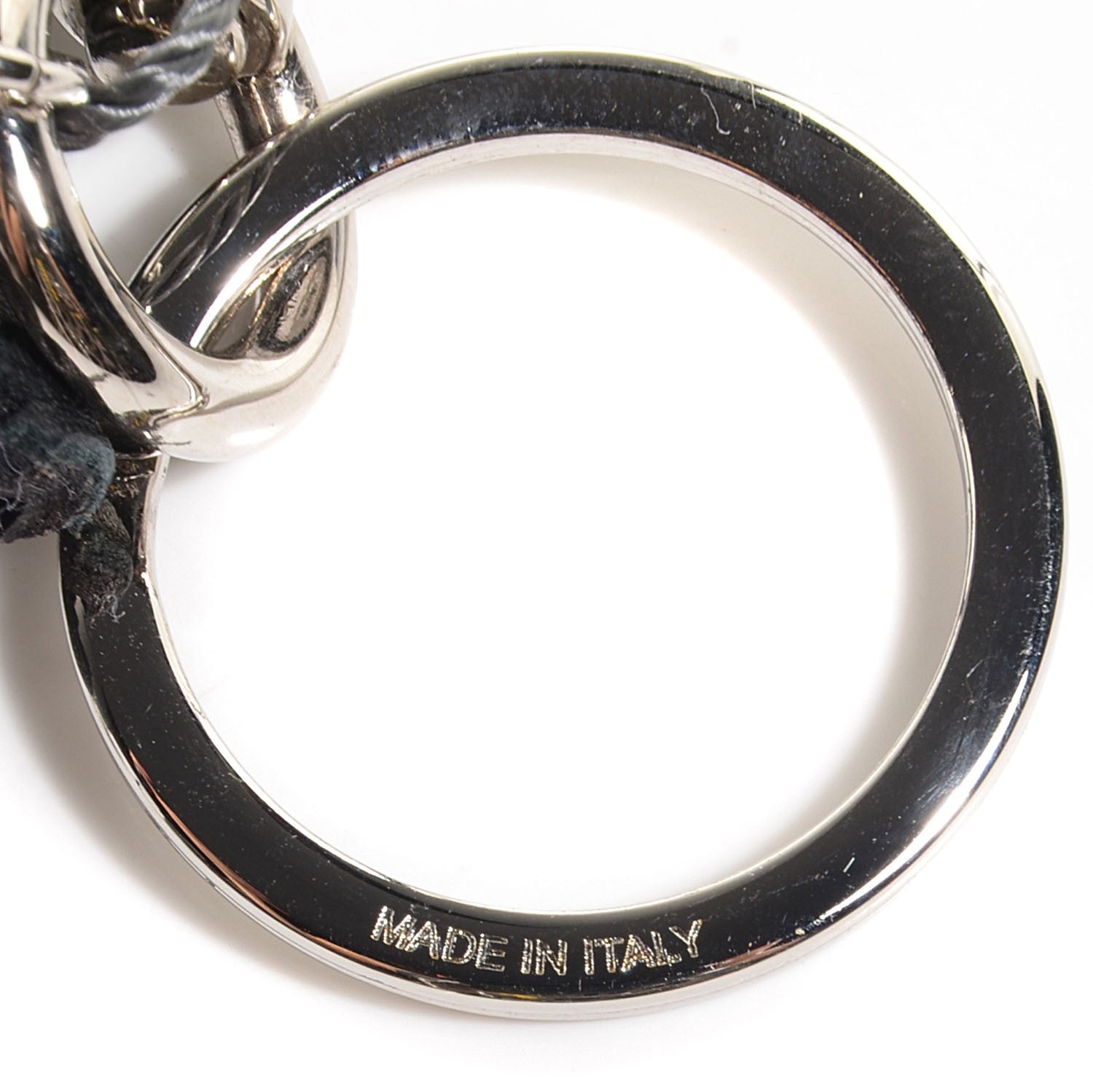 Fendi Calfskin Gator Charm Key Fob Black 4 of 5