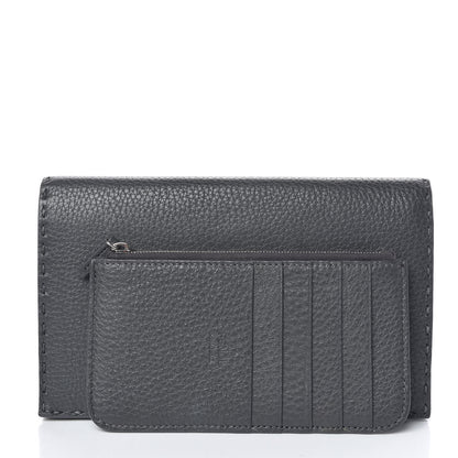 Fendi Cuoio Romano Selleria Mini Peekaboo Clutch Wallet Asfalto 3 of 11