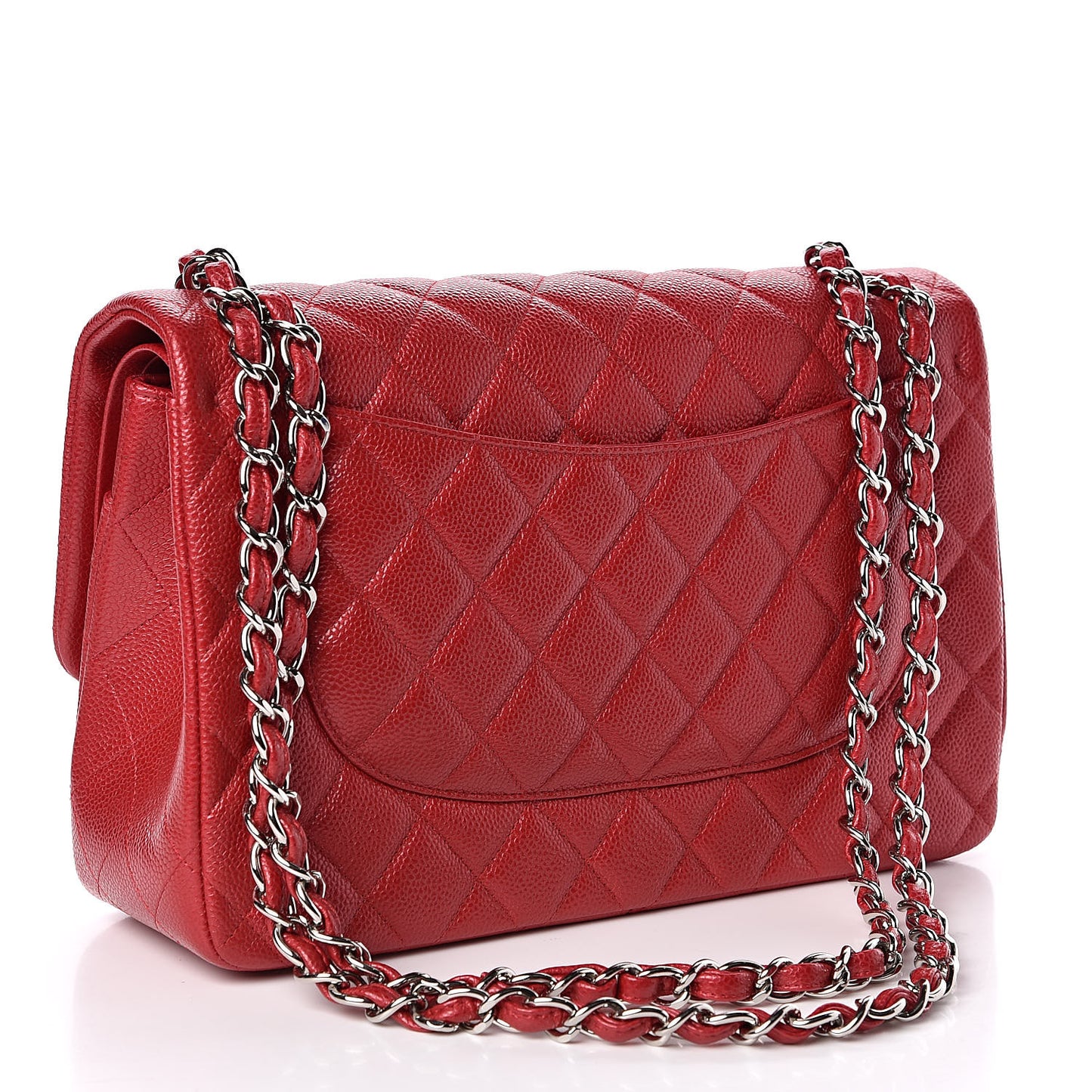 Caviar Quilted Jumbo Double Flap Red