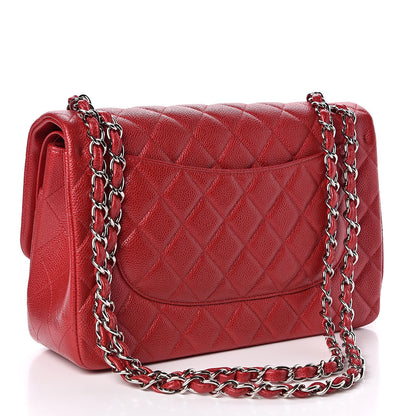 Chanel Caviar Quilted Jumbo Double Flap Red 3 of 11