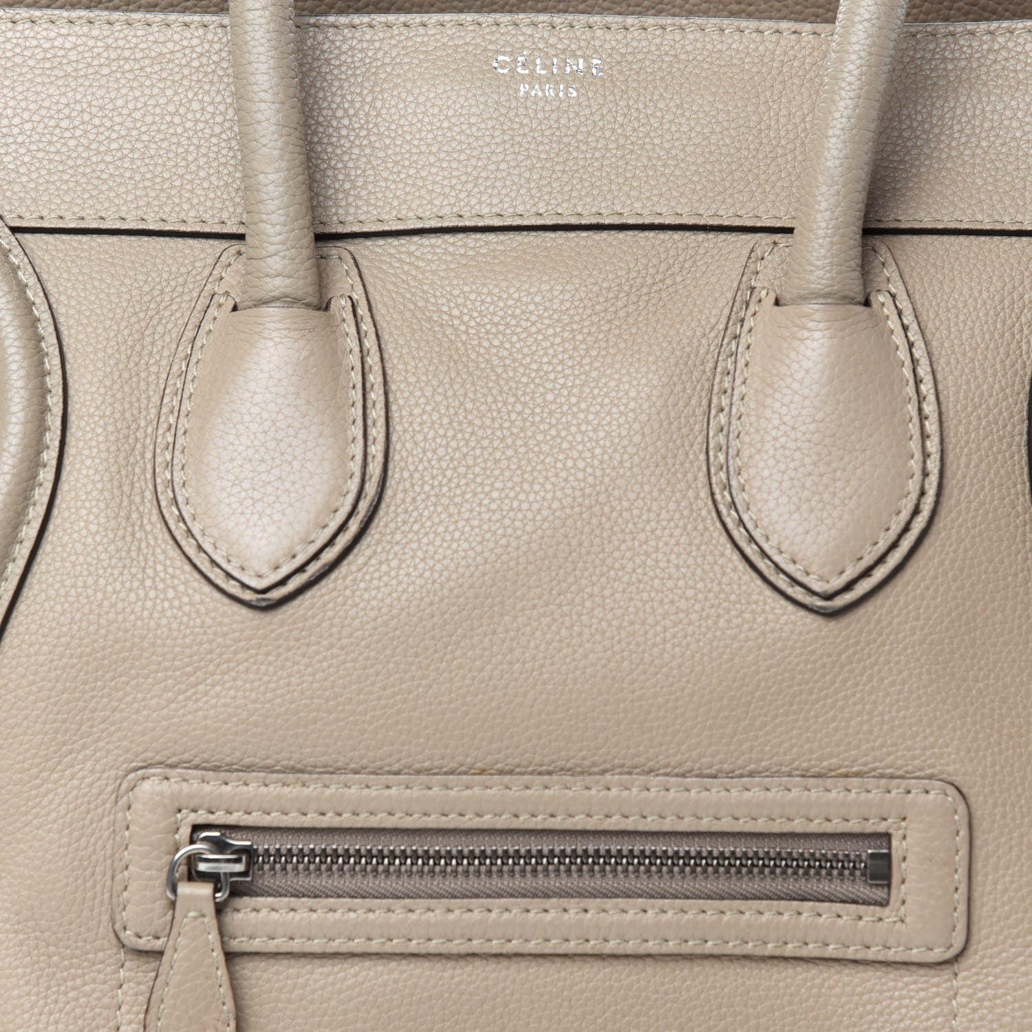 Celine Drummed Calfskin Mini Luggage Dune 8 of 19