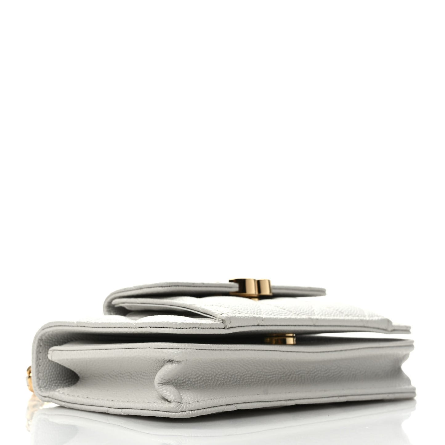 Caviar Quilted Pocket Twins Clutch With Chain White