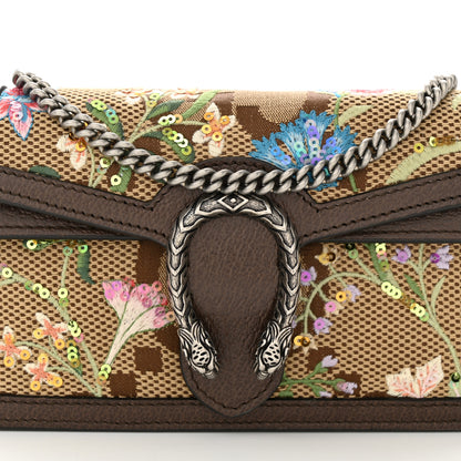 Gucci Monogram Jumbo GG Textured Dollar Calfskin Embroidered Super Mini Dionysus Shoulder Bag Camel Ebony New Acero Multicolor 8 of 14