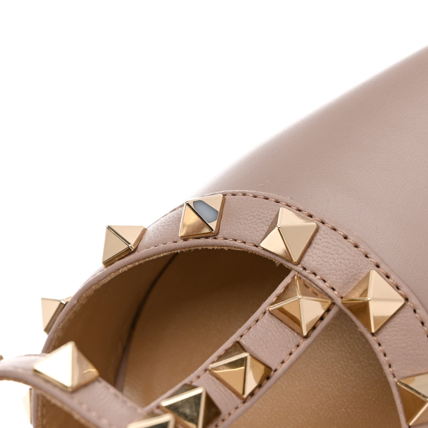 Calfskin Nappa Rockstud Ankle Strap 100mm Pumps 39 Poudre