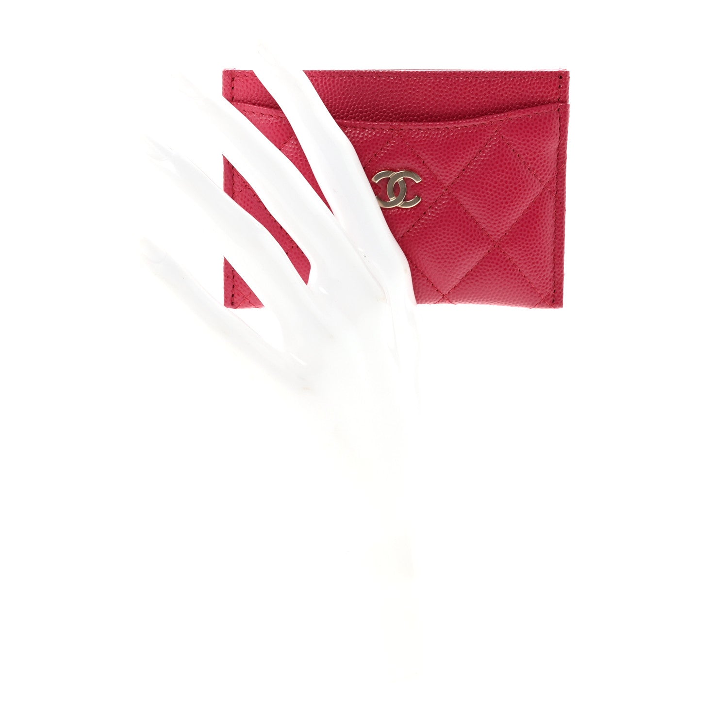 Chanel Caviar Quilted Card Holder Dark Pink 2 of 9