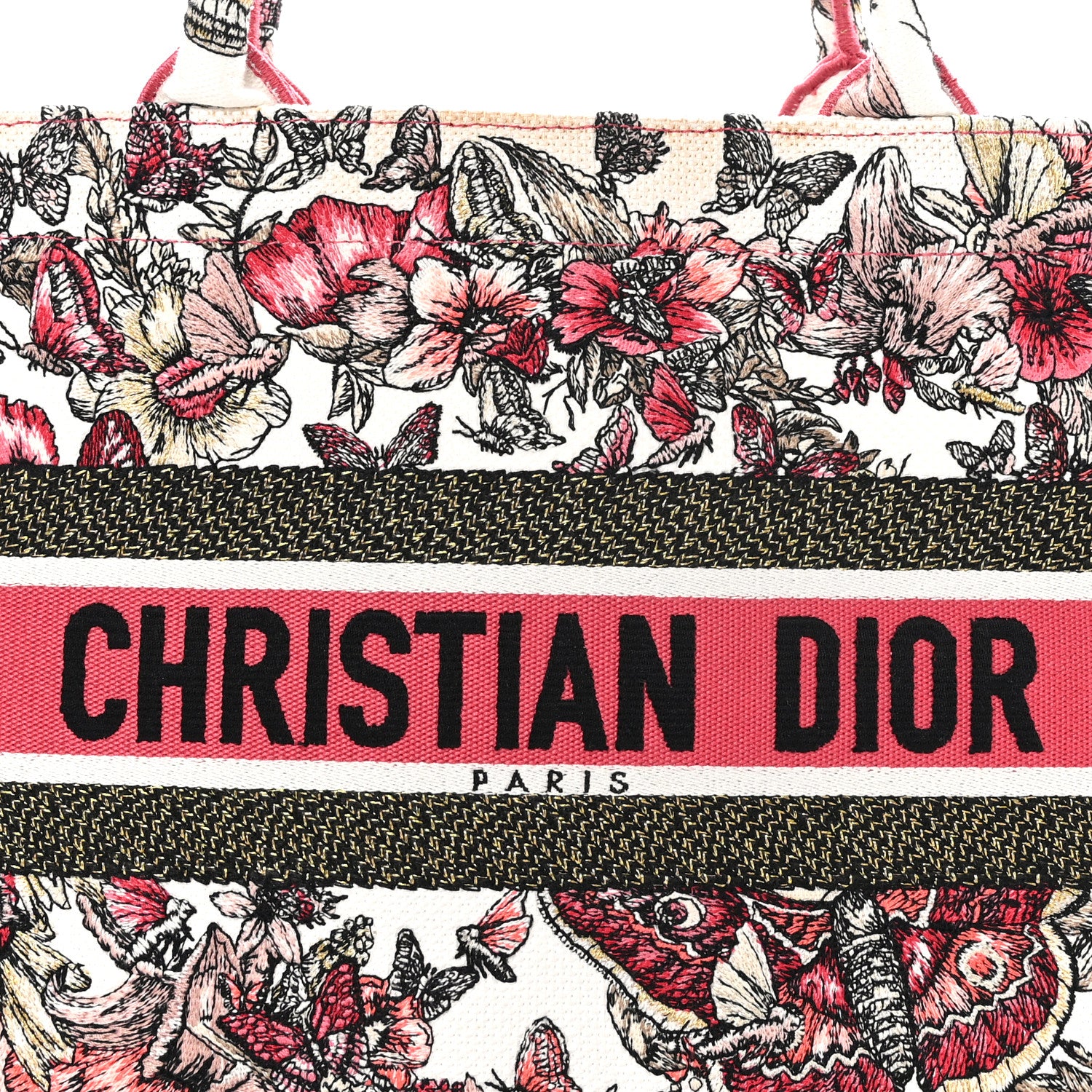 Christian Dior Canvas Embroidered Medium Butterfly Print Book Tote Multicolor 8 of 10