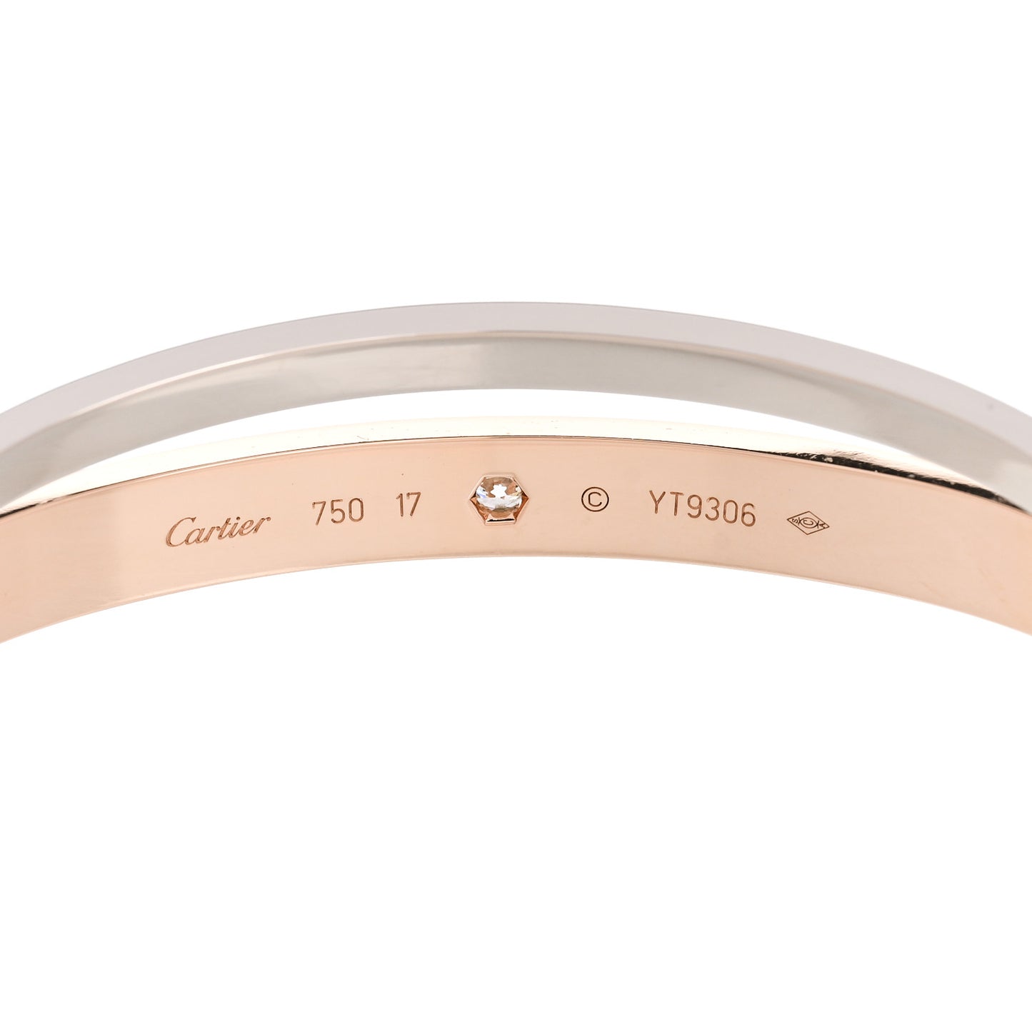 18K Pink White Gold 12 Diamond Double LOVE Bracelet 17