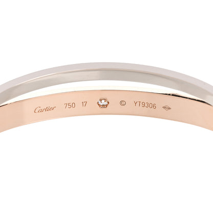 Cartier 18K Pink White Gold 12 Diamond Double LOVE Bracelet 17 5 of 7