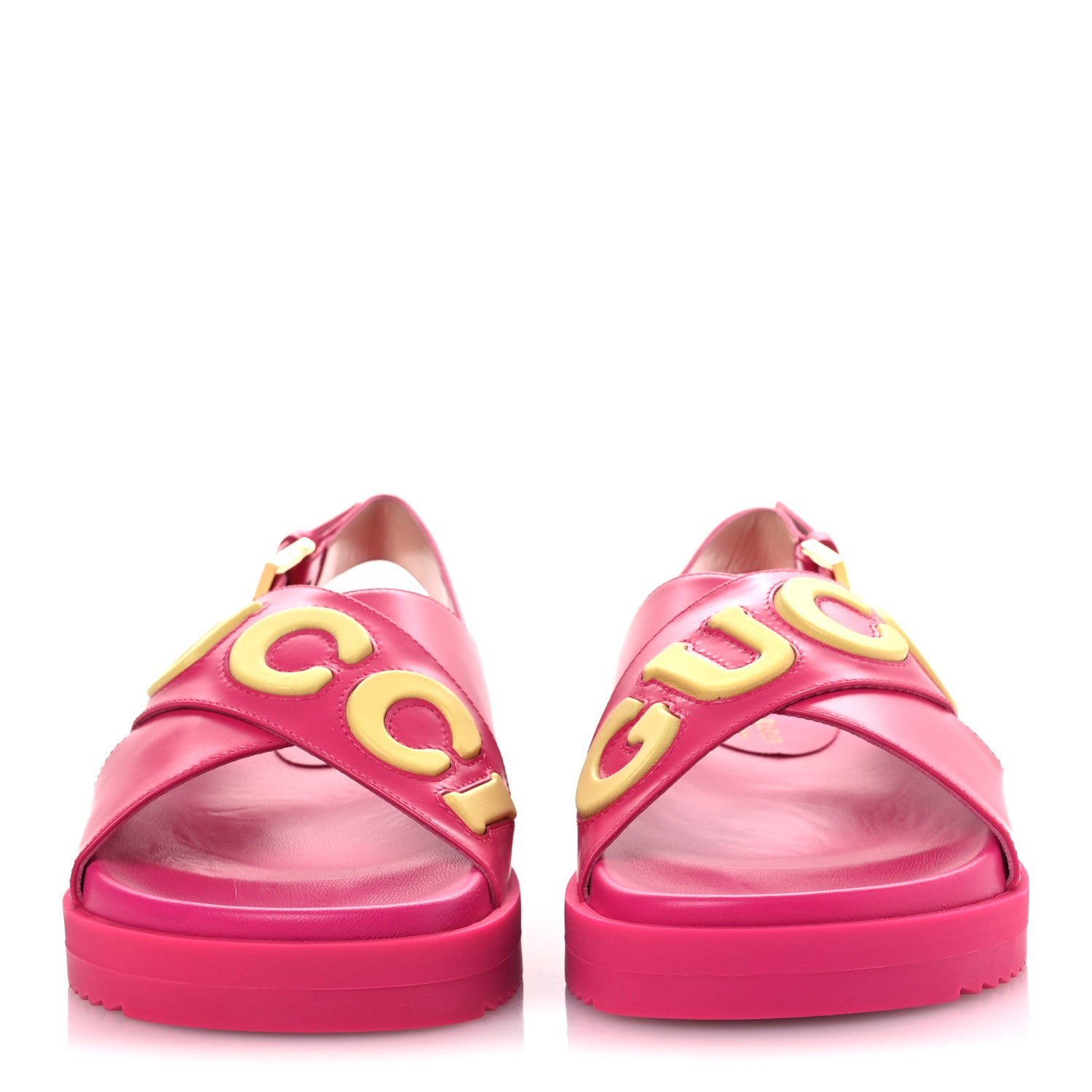 Gucci Calfskin Elizabeth Nappa Charlotte Logo Slingback Sandals 36 Fancy Fuchsia 3 of 11