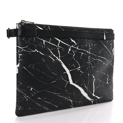 Balenciaga Calfskin Marble Print Document Case Black White 3 of 7