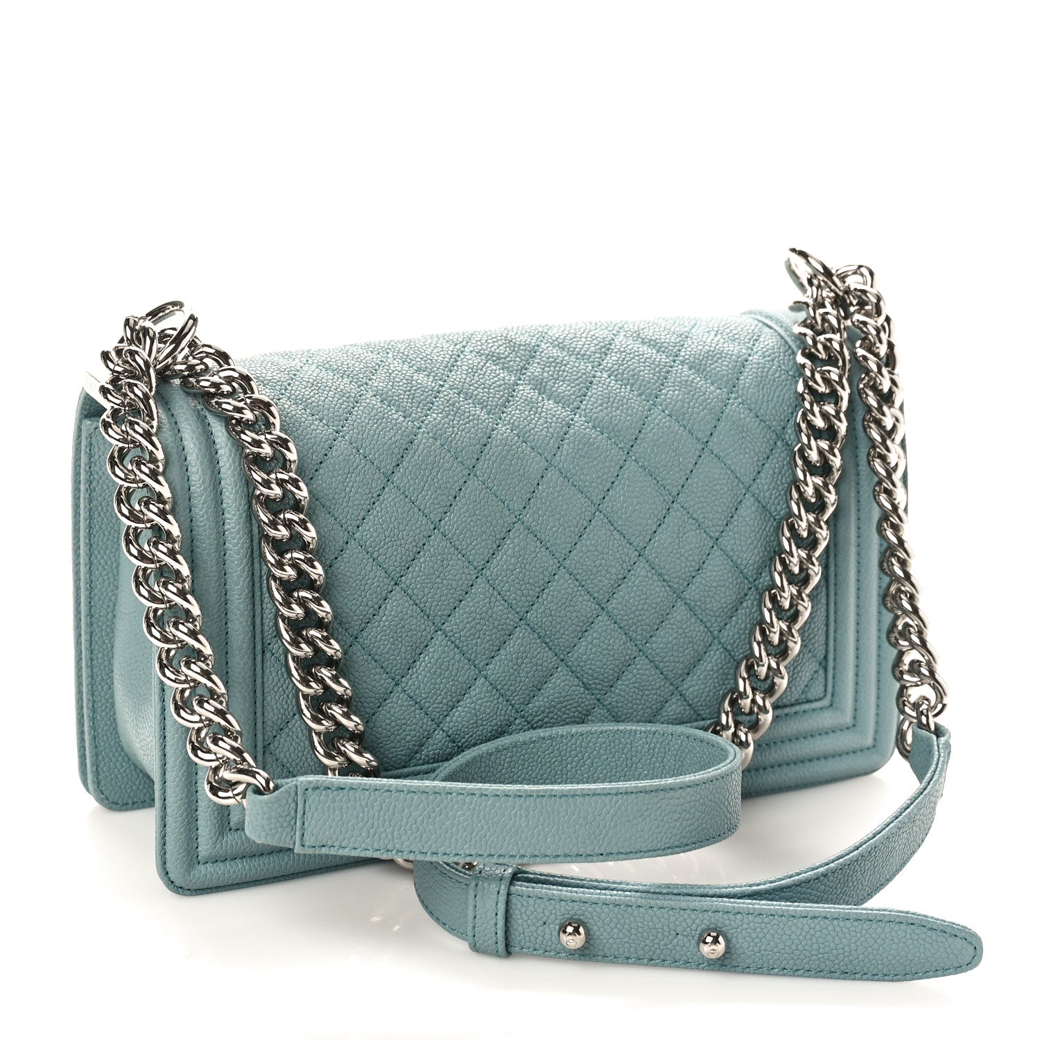 Chanel Caviar Quilted Medium Boy Flap Light Blue 3 of 9