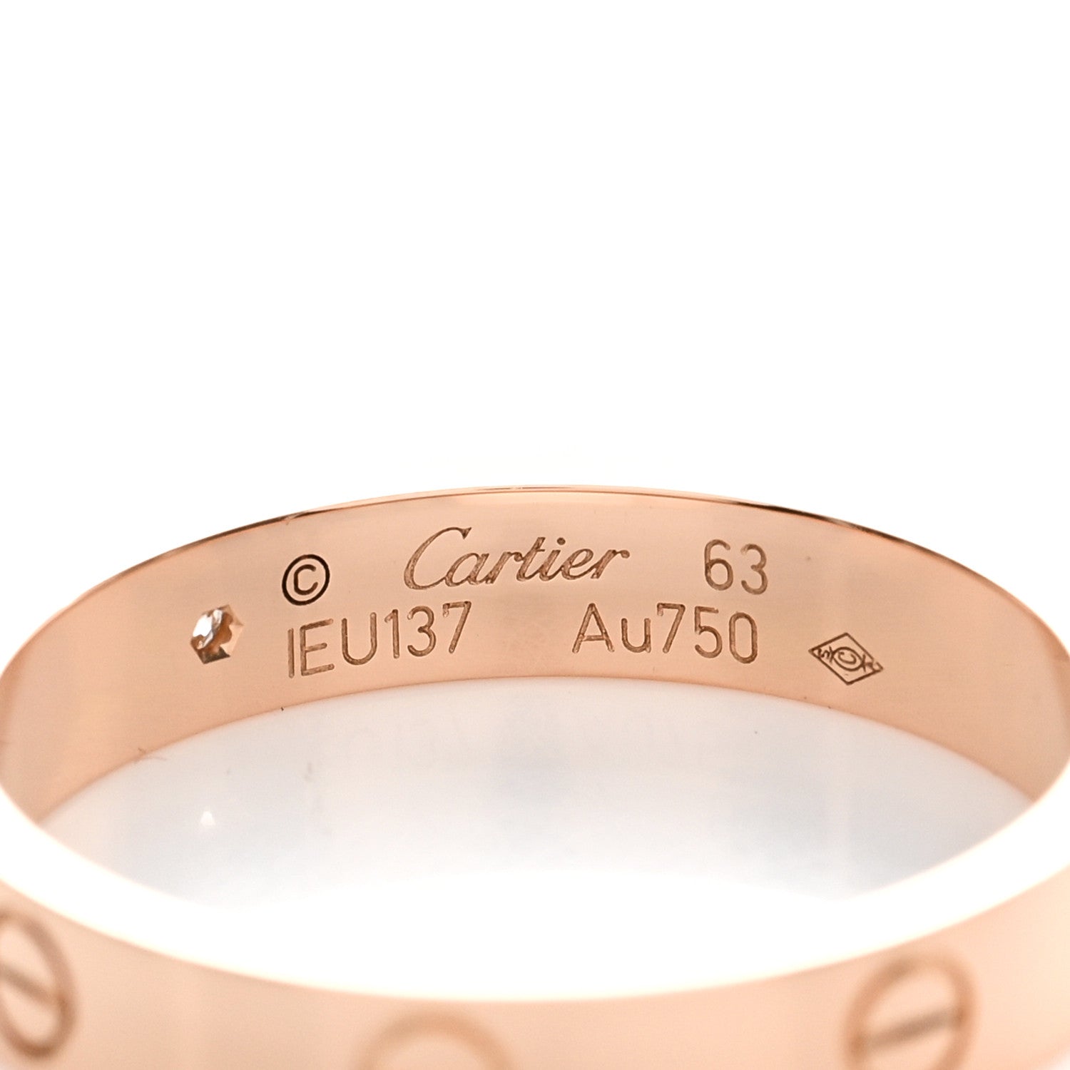 Cartier 18K Pink Gold Diamond 4mm LOVE Wedding Band Ring 63 10.25 4 of 5
