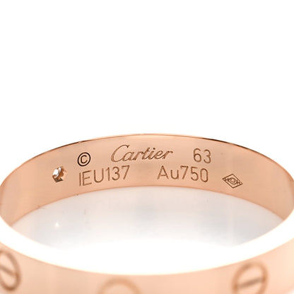 Cartier 18K Pink Gold Diamond 4mm LOVE Wedding Band Ring 63 10.25 4 of 5