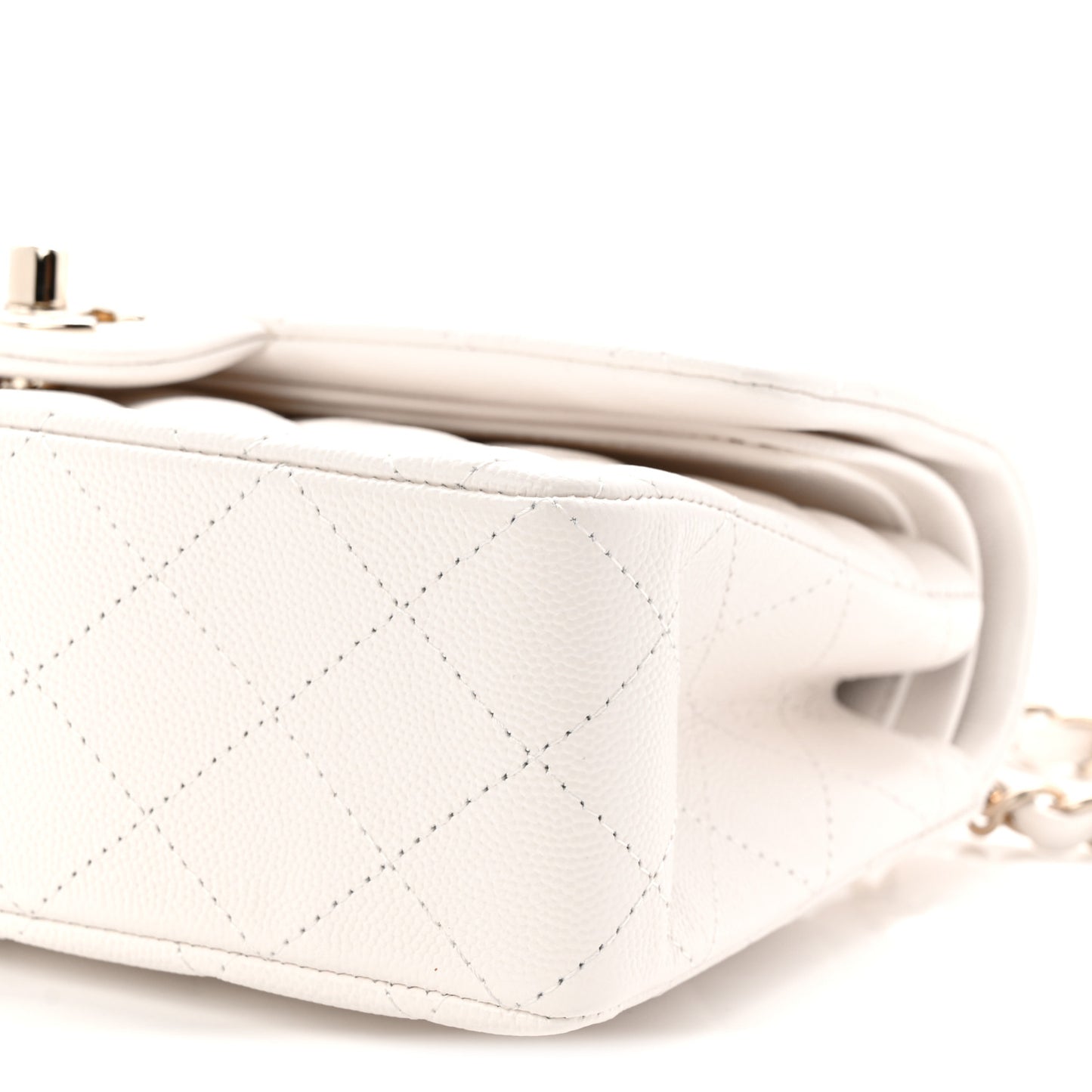 Caviar Quilted Small Double Flap White