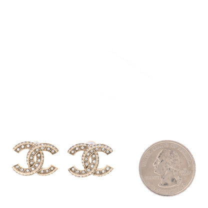 Chanel Crystal Timeless CC Earrings Light Gold 2 of 7