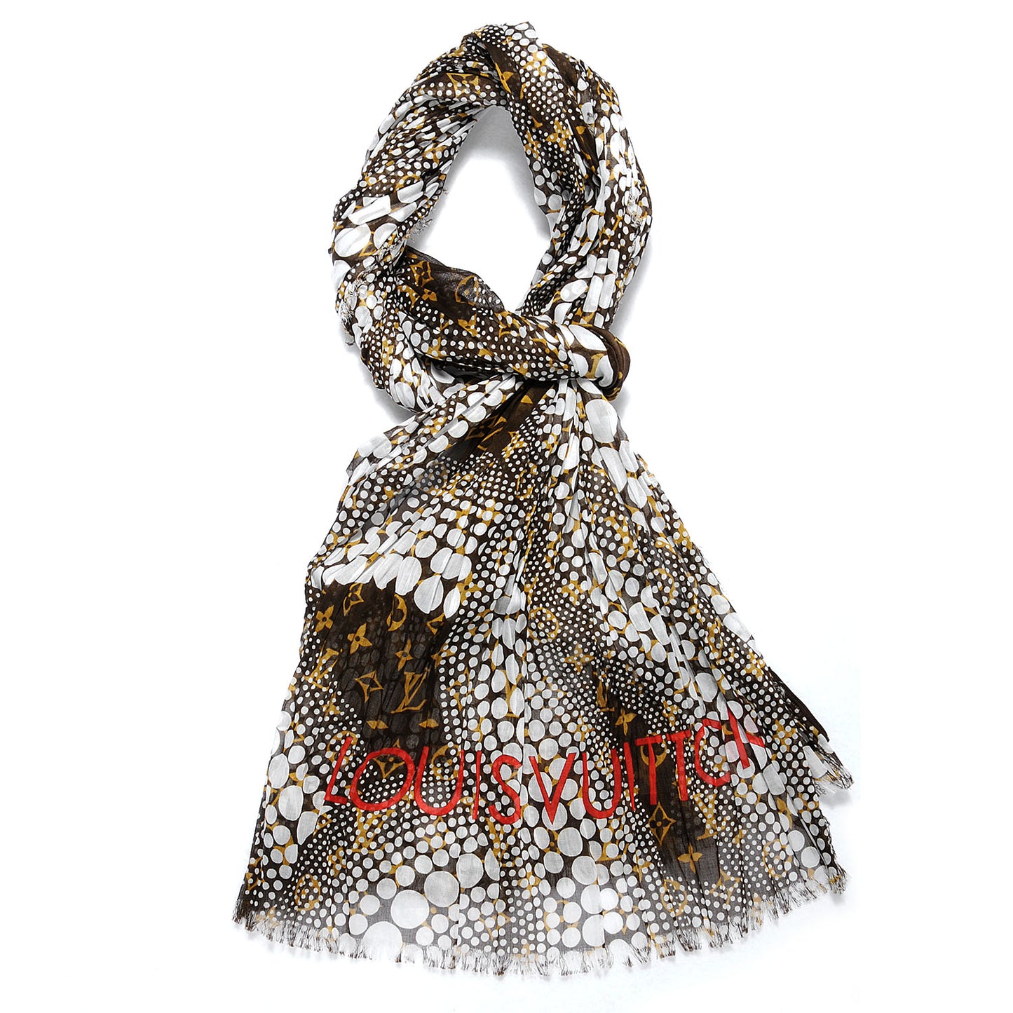 Cotton Monogram Kusama Infinity Dots Pareo Scarf White