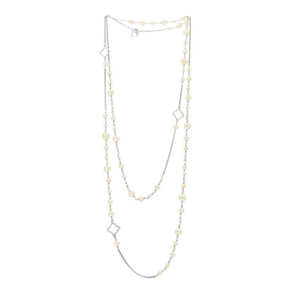 David Yurman Sterling Silver Pearl 7.5mm Quatrefoil Long Chain Necklace 3 of 5