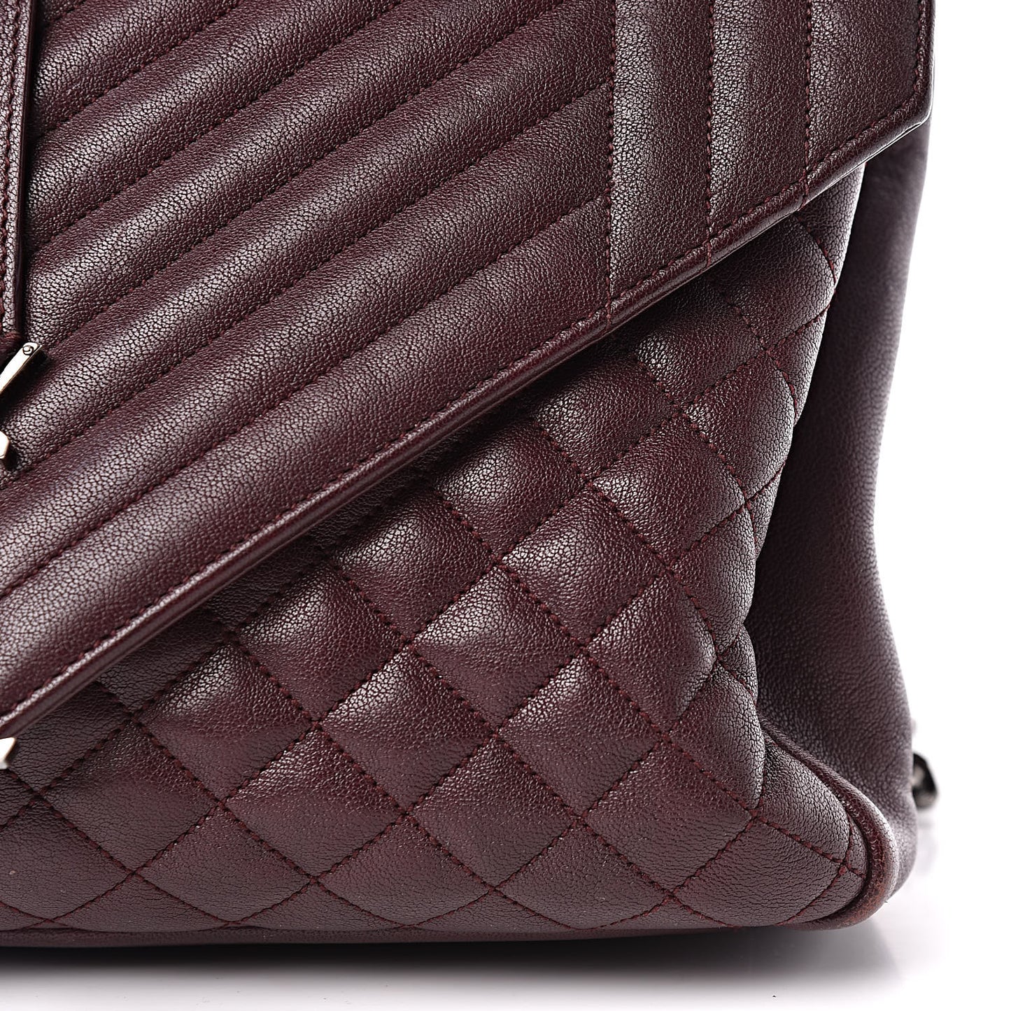 Calfskin Mixed Matelasse Triquilt Large Monogram Envelope Satchel Bordeaux