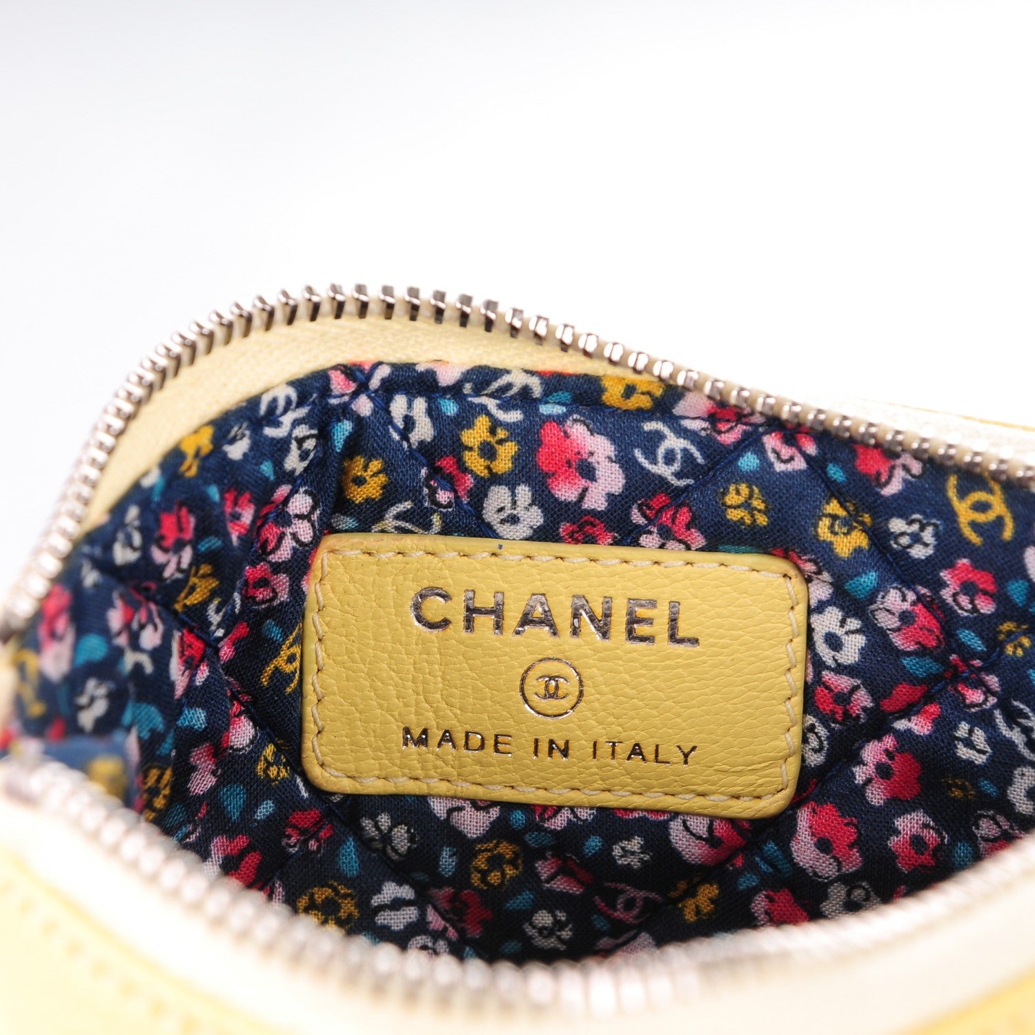 Chanel Goatskin Small Cosmetic Case Yellow 6 of 7