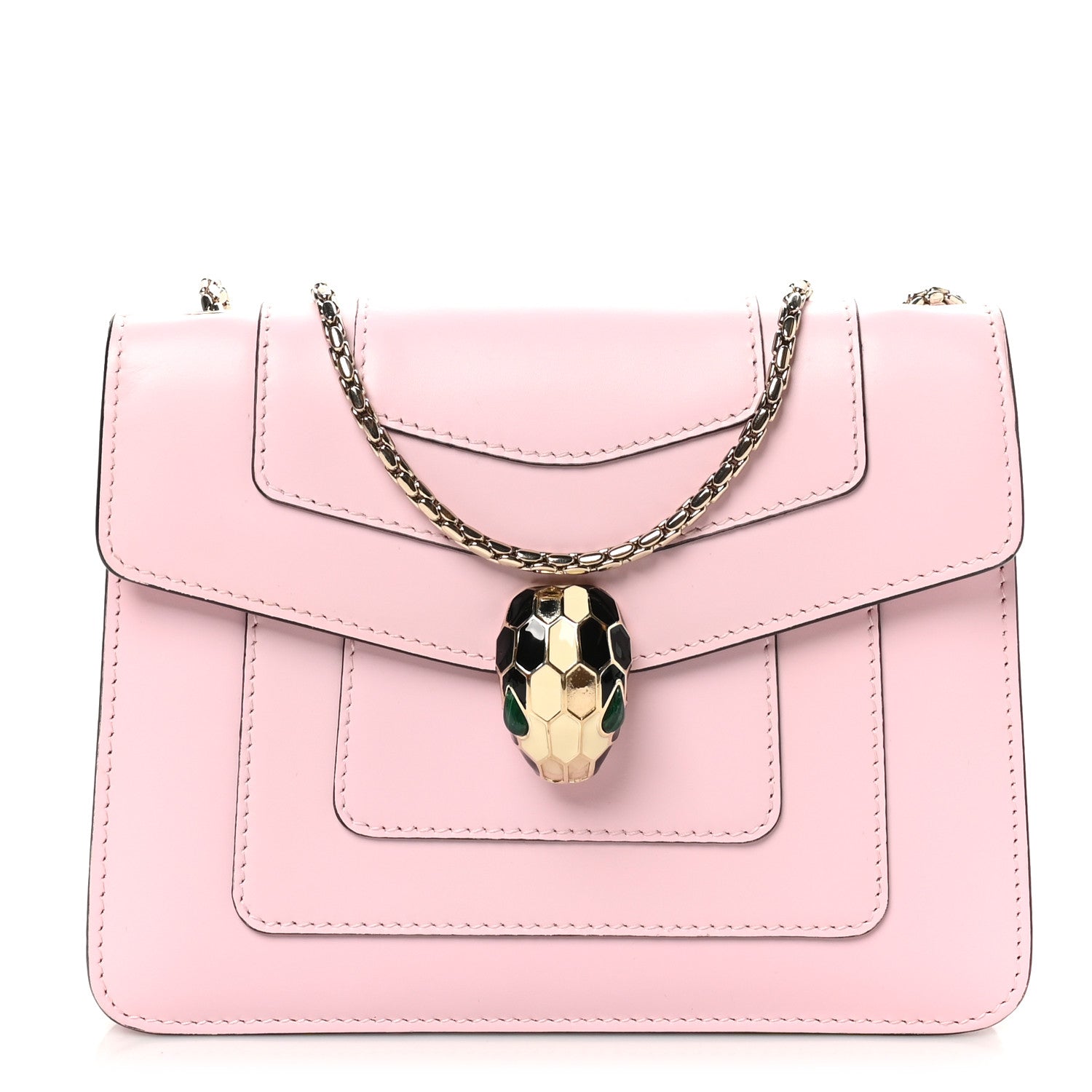 Bulgari Calfskin Small Serpenti Forever Snake Strap Crossbody Bag Light Pink 1 of 9