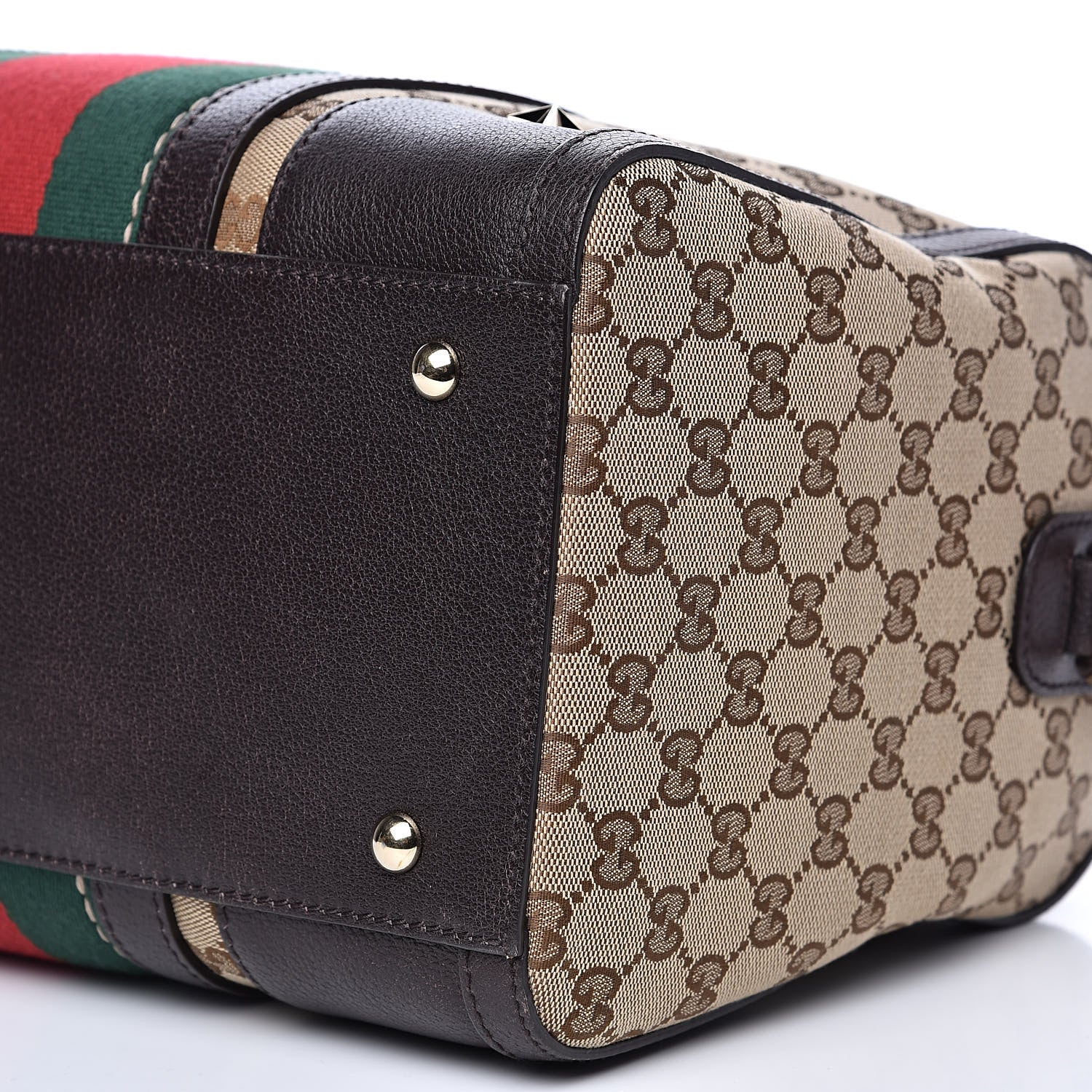 Gucci Monogram Vintage Web Medium Webby Bee Boston Dark Brown 11 of 11