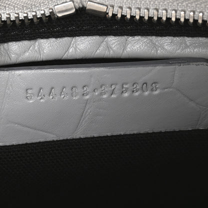 Alexander McQueen Calfskin Crocodile Embossed Mini Skull Padlock Zip Around Tote Grey 7 of 11