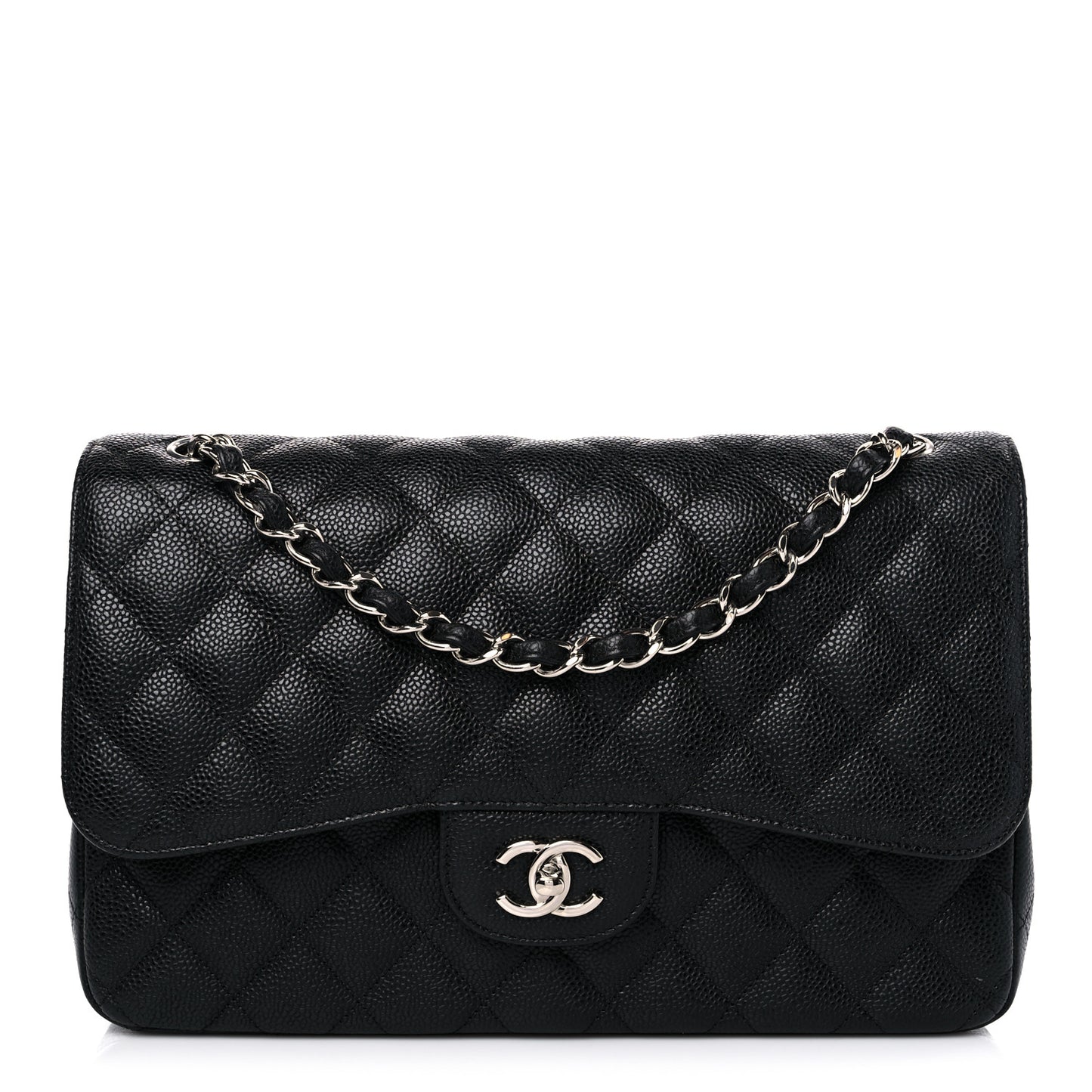 Caviar Quilted Jumbo Double Flap Black