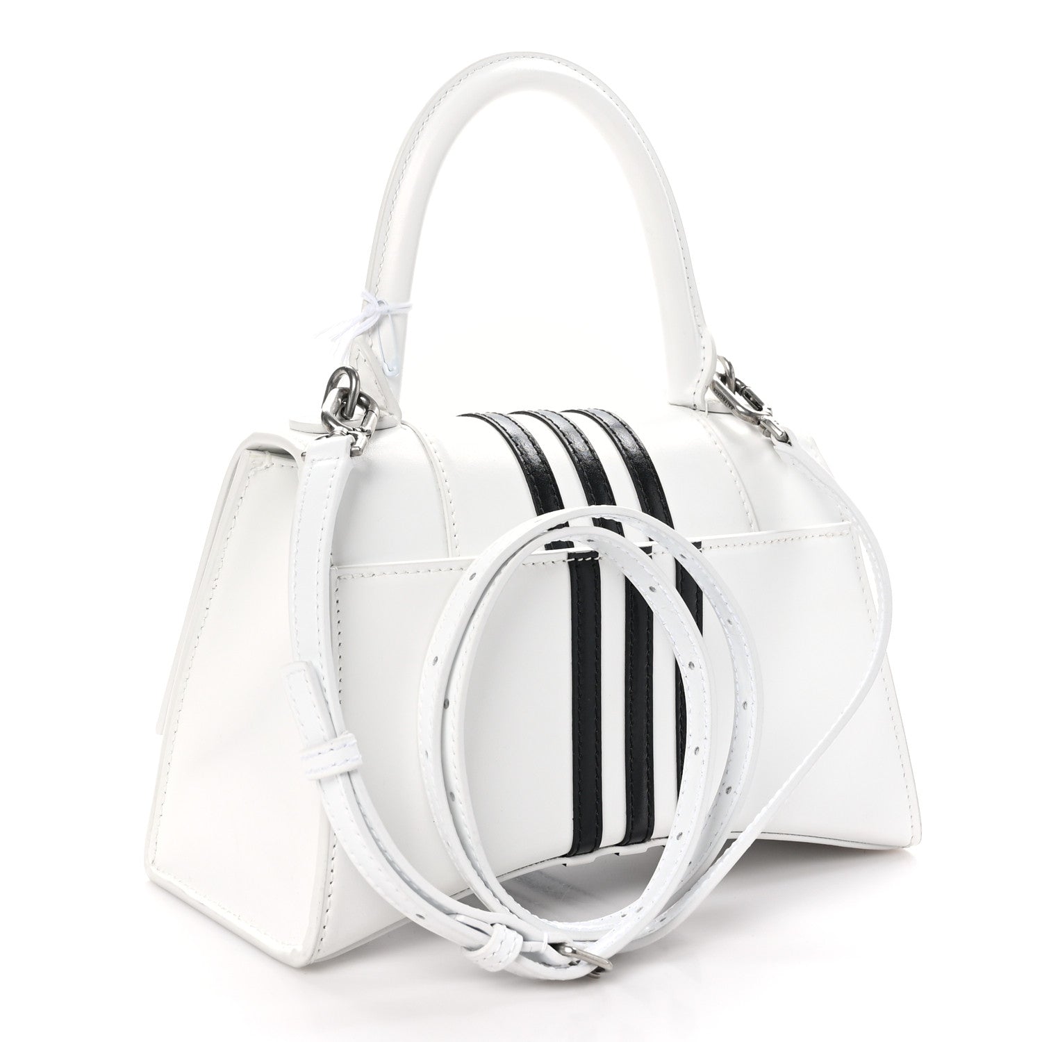 Balenciaga X ADIDAS Shiny Box Calfskin Hourglass Top Handle Bag XS Off White 3 of 11
