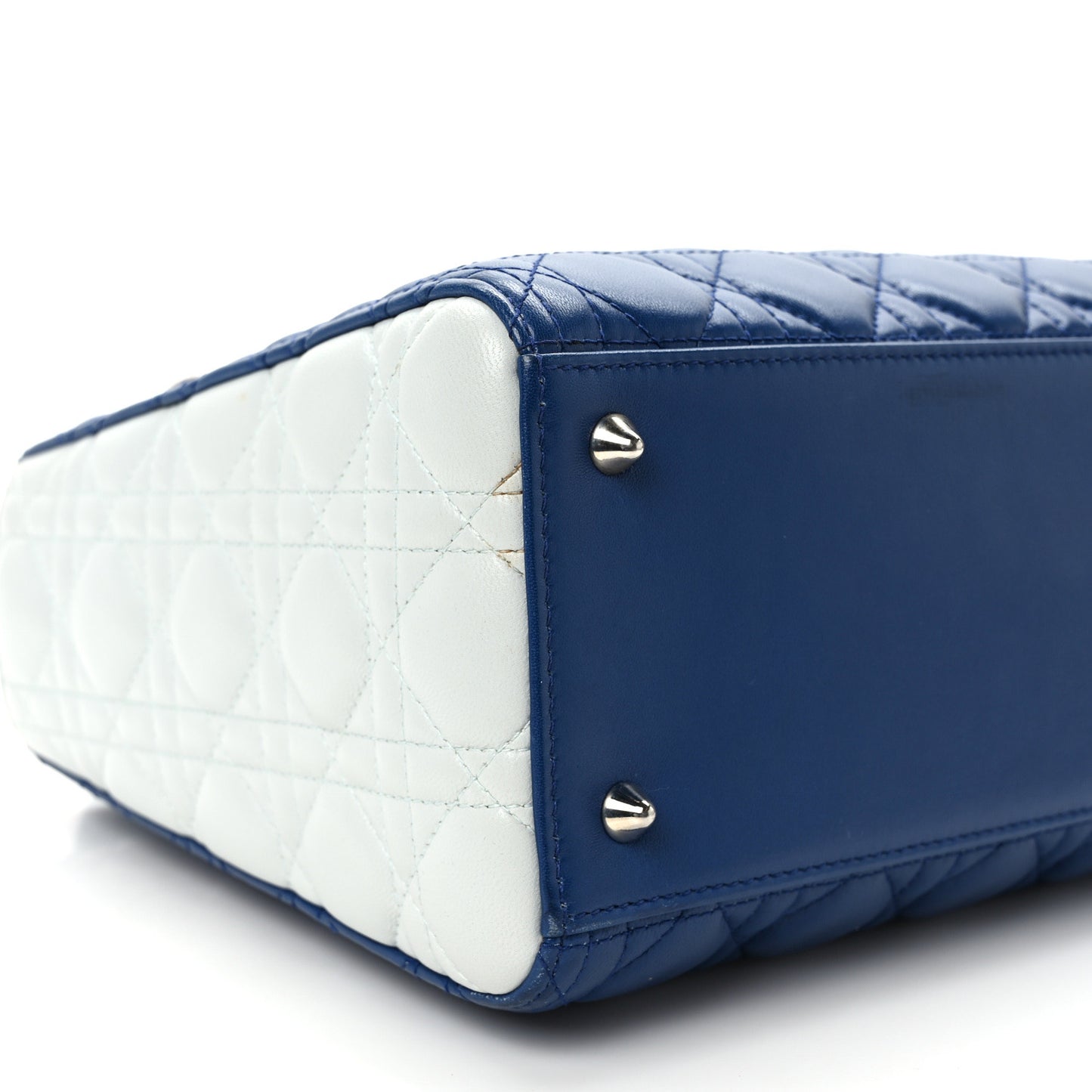 Lambskin Cannage Medium Tri-Color Lady Dior Blue Celeste Deep Green