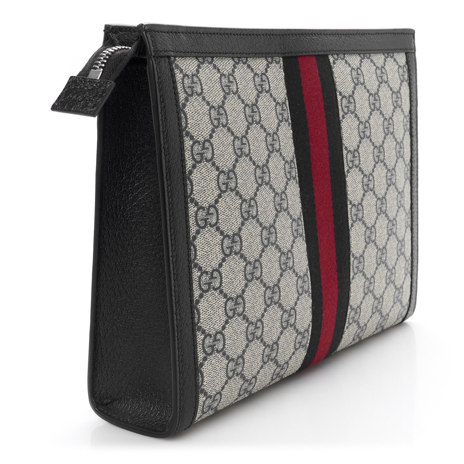 Gucci GG Supreme Monogram Web Ophidia Pouch Beige Blue 3 of 10