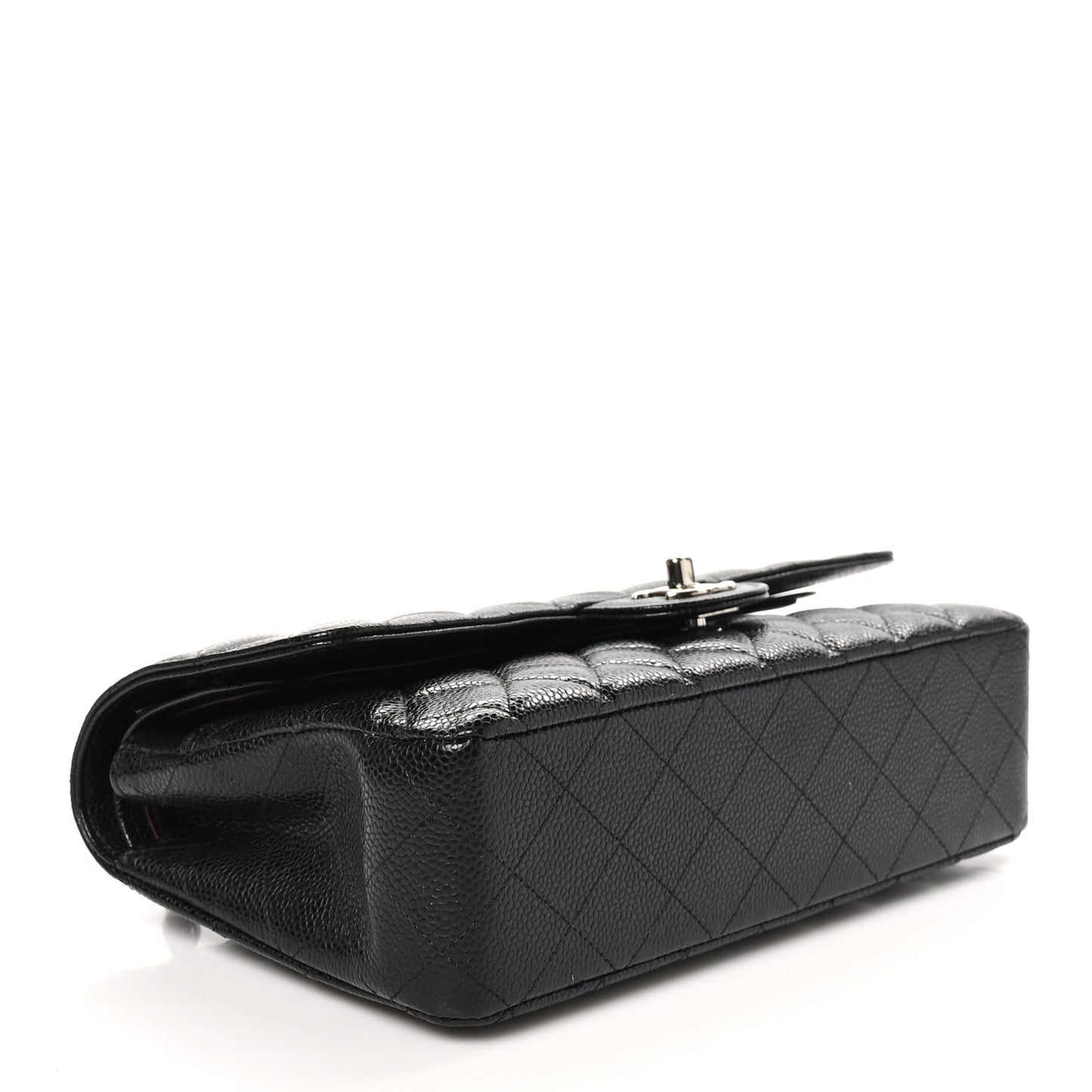 Caviar Quilted Medium Double Flap Black