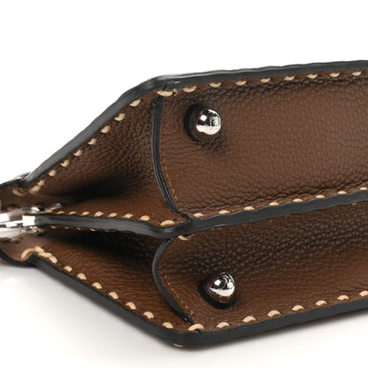 Fendi Fabric Woven Cuoio Romano Selleria Petite Peekaboo I SEE U Satchel Natural Gianduia 8 of 9