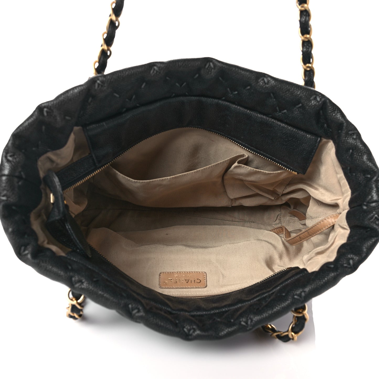 Caviar Stitched Tote Black