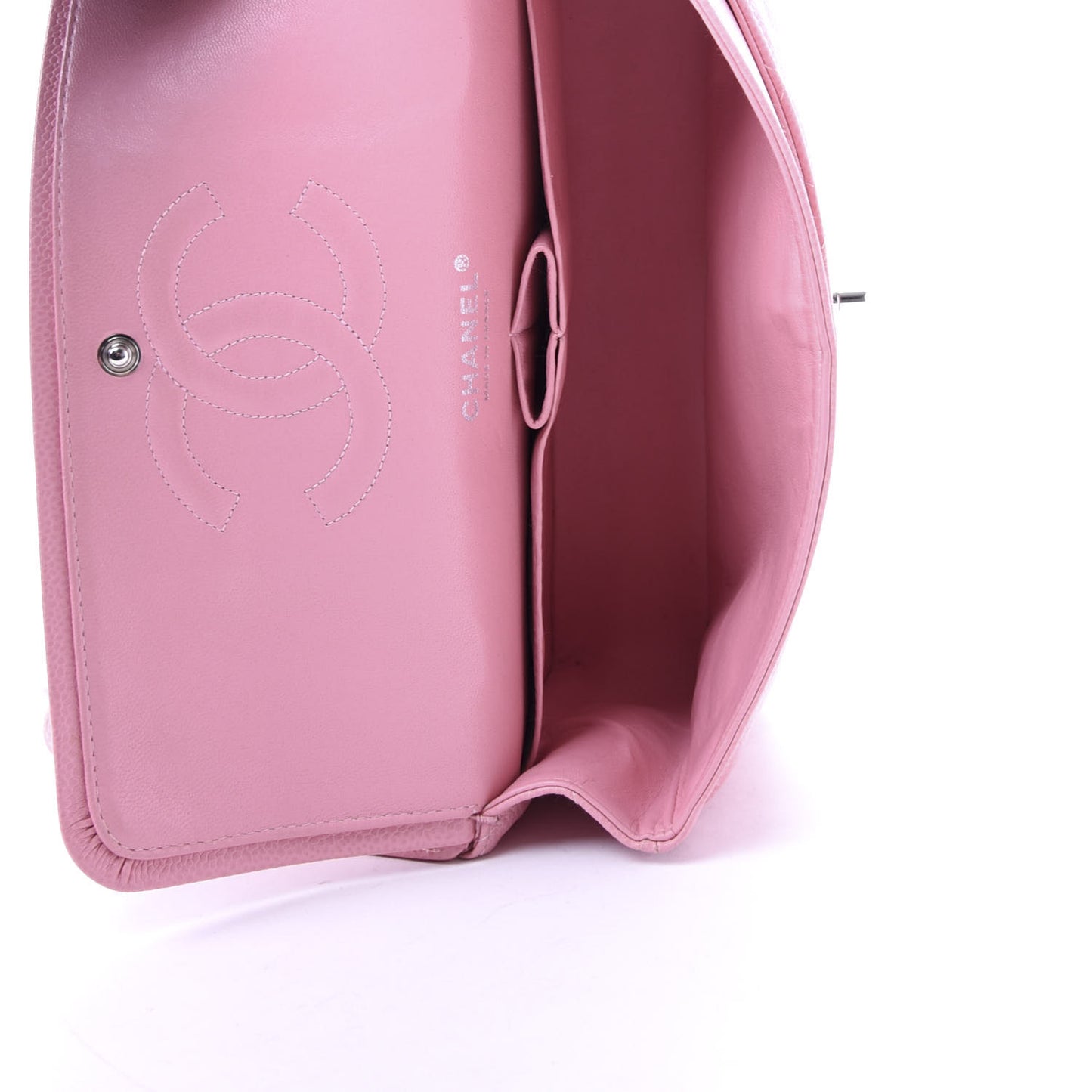 Caviar Quilted Medium Double Flap Pink