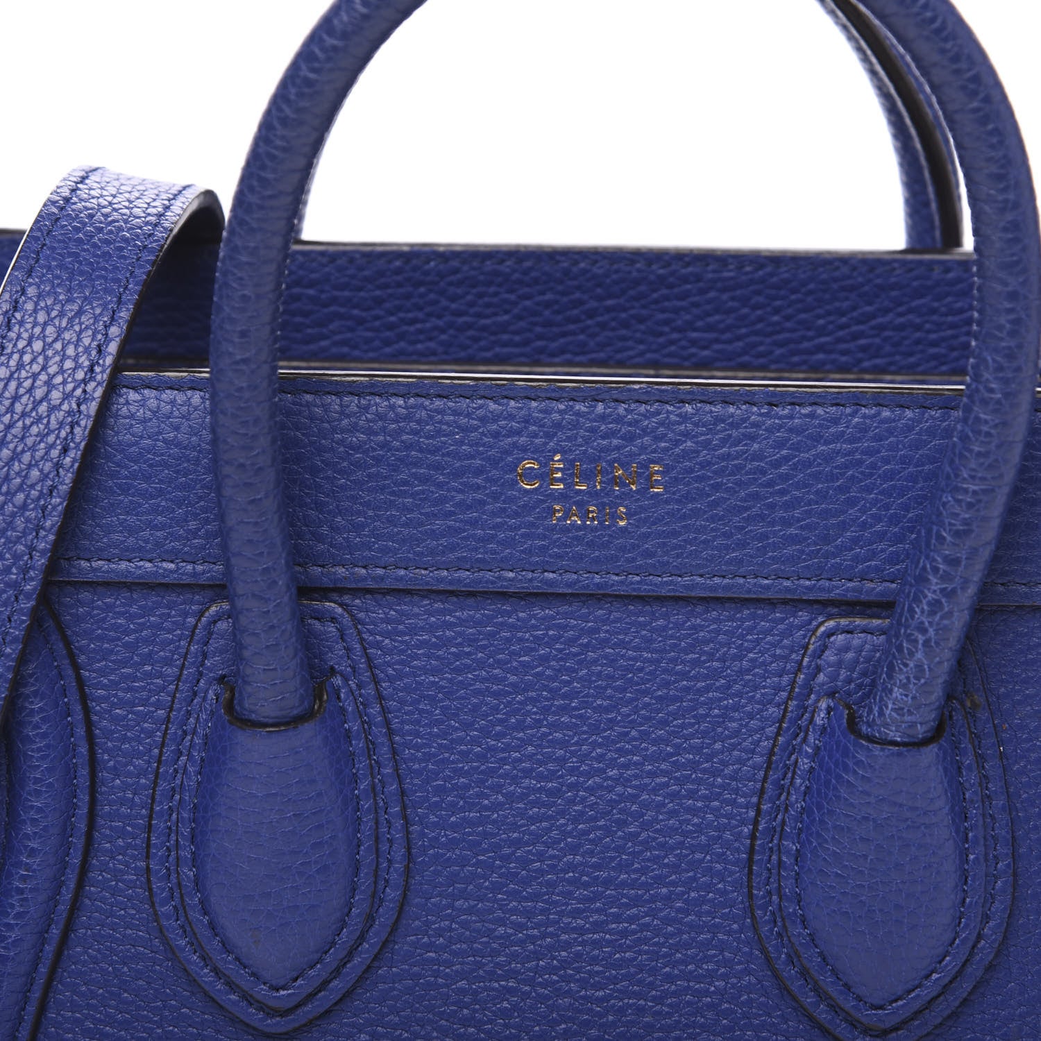 Celine Drummed Calfskin Nano Luggage Indigo 8 of 8