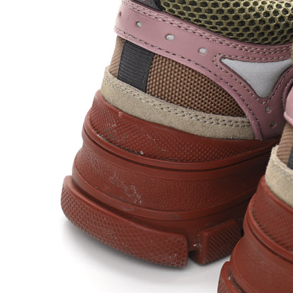 Gucci X SEGA Mesh Canvas Calfskin Womens Flashtrek Sneakers 35 Military Oatmeal Carmine Rose Ardesia 8 of 10