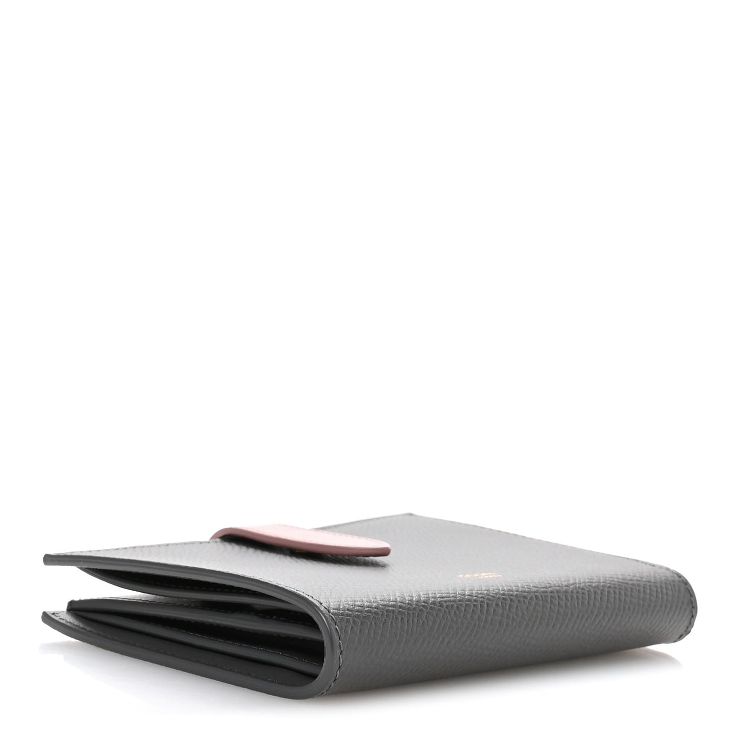 Grained Calfskin Medium Multifunction Strap Wallet Grey Vintage Pink