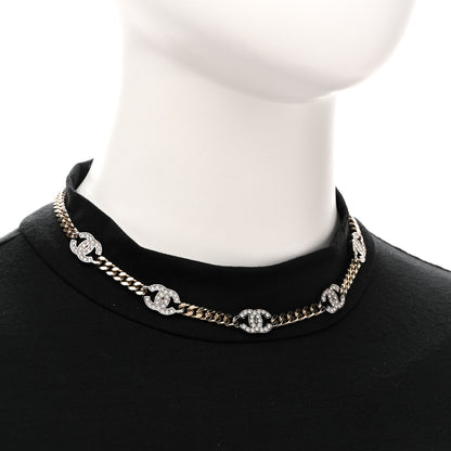 Chanel Crystal Chain CC Link Choker Gold Silver 2 of 7