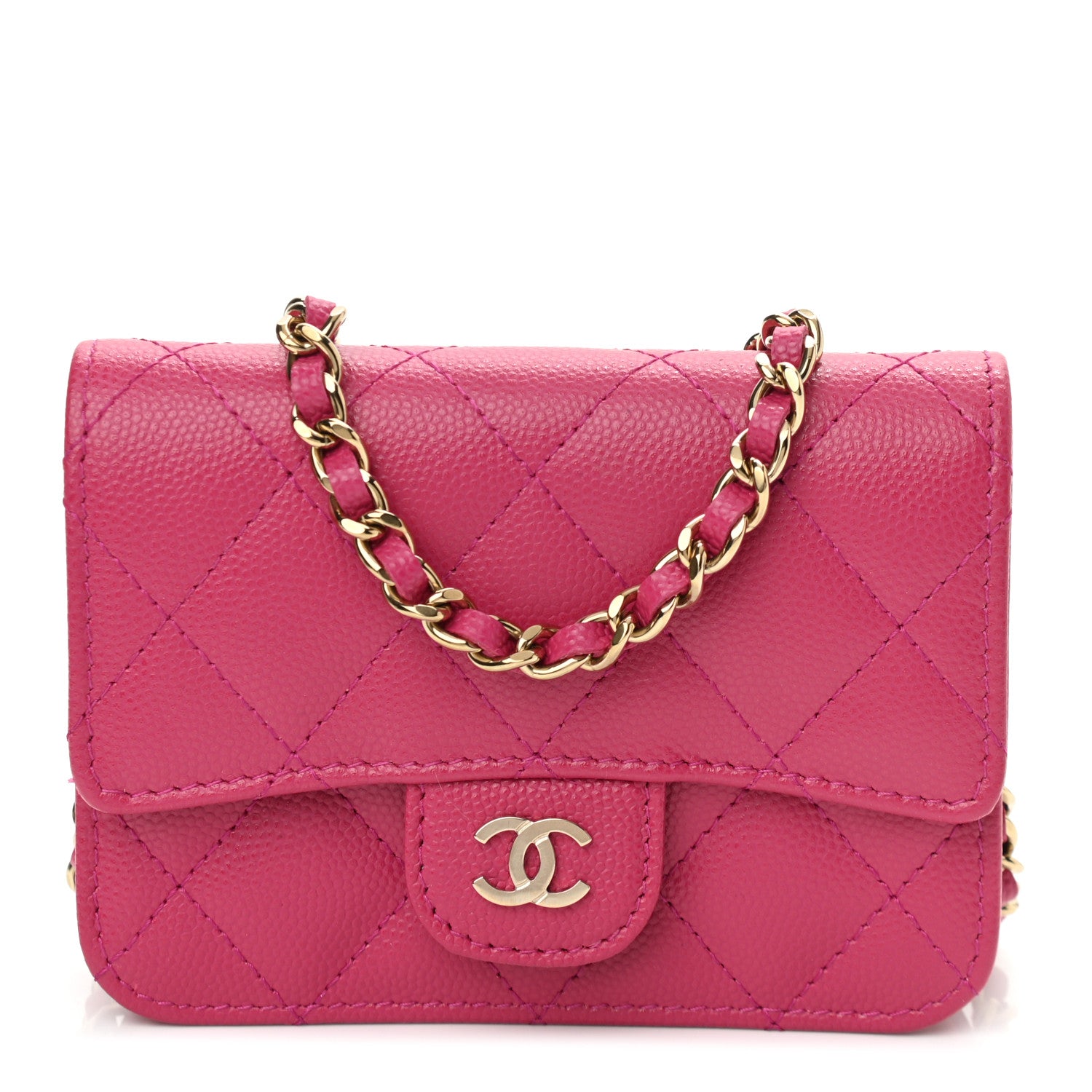 Chanel Caviar Quilted Mini Chain Bag Dark Pink 1 of 11
