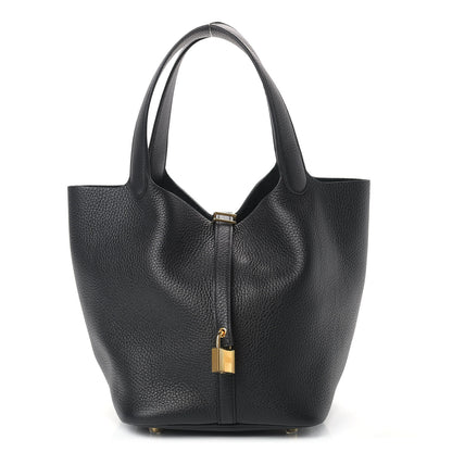 Hermes Taurillon Clemence Picotin Lock 22 MM Black 1 of 9
